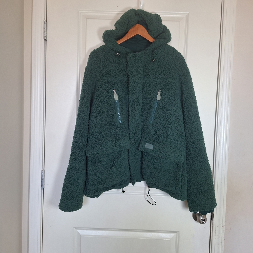My Mum Made It Hooded Shag Utility Sherpa Sweatshirt Jacket Size L